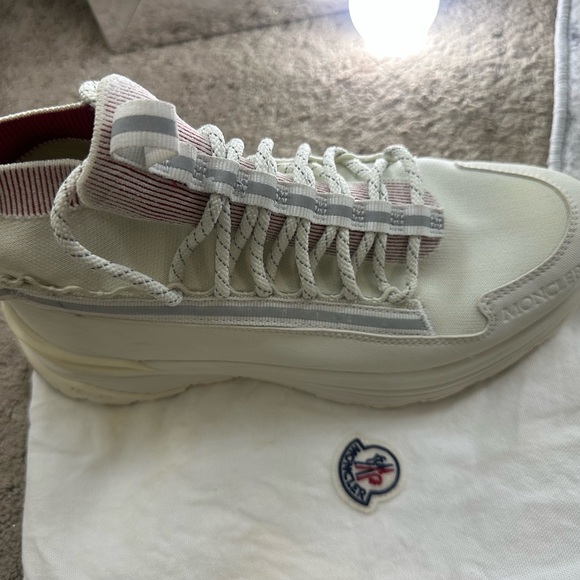 Moncler Shoes - Moncler Cream and Pink Platform Sneaker